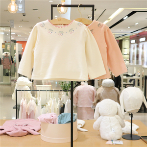 打折minkmui小星星韩国童装代购23春女宝甜美樱桃图案刺绣T恤卫衣