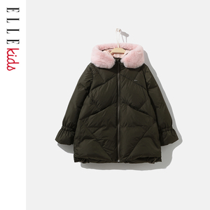 ELLE Kids童装女童加厚羽绒服冬装新款中大…