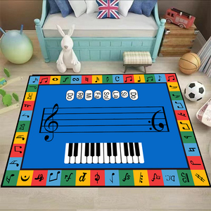 五线谱大谱表高低音符钢琴键地毯教学音乐键盘地毯长方形家用定制