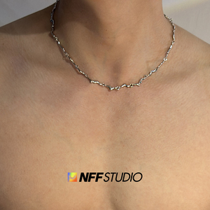 NFF异形拼接钛钢精致锁骨链小众设计不掉色项链嘻哈风毛衣链配饰