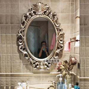 欧式防水椭圆浴室镜卫生间镜美式卫浴镜子化妆镜玄关装饰镜子壁挂