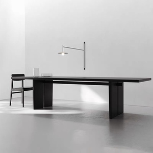 北欧实木会议桌极简轻奢办公桌原木工业风大板桌创意设计师工作台