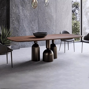 意式轻奢实木餐桌创意设计师工作台长桌洽谈桌现代简约办公会议桌