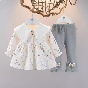 春装女婴儿装1-4女宝宝纯棉套装韩版洋气春秋天衣服时髦两件套