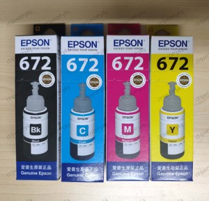 爱普生EPSON原装672 T6721 6722 3 4 黑色彩色墨水L101 L201 L111