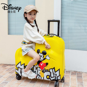 迪士尼可坐儿童拉杆箱米奇卡通行李箱可骑宝宝拖箱骑行旅行箱24寸