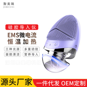 充电硅胶洁面仪ems 微电流导入仪恒温加热震动洗脸仪防水导入仪器