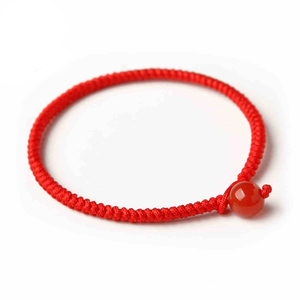 红绳手链王菲同款本命年手工红线编织手绳情侣款玛瑙手链男女生