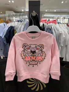 西班牙代购 kenzo 女童字母刺绣虎头卫衣 线圈款 粉色