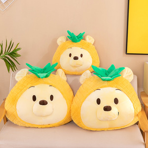 可爱菠萝维尼熊抱枕靠枕小熊暖手大靠背床上靠垫心超大噗噗熊