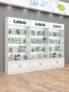 玻璃展示柜带灯箱带锁门透明带灯陈列柜子美容院产品化妆品货柜