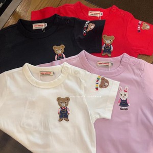 日系miki 基础款 夏季新款 纯棉 男女儿童 5色 熊兔刺绣短袖T恤