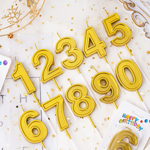 金色数字生日蜡烛 镀金0至9蛋糕蜡烛 宝宝满月周岁派对母亲节装饰