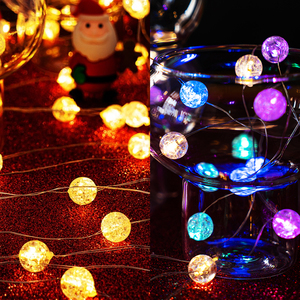 球形灯串花束礼盒气球羽毛装饰灯串圣诞派对蛋糕布置LED星星闪灯