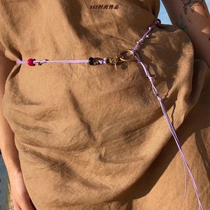 紫色多元素编织项链腰链长绳子多层次个性手工饰品小众潮流