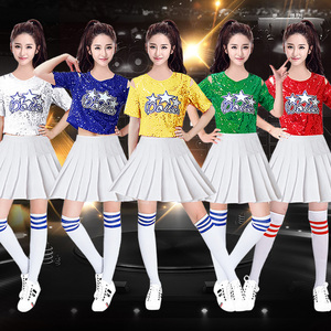 成人亮片啦啦操表演服韩版女团拉拉队演出服运动会啦啦队班服套装