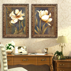 客厅卧室装饰画古典花卉欧式沙发背景墙二拼画餐厅壁画玄关挂画