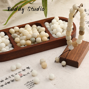 Buddy天然白玉菩提桶珠三层莲花散珠diy手工佛珠串珠盘玩手链材料