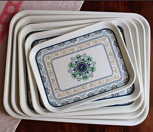 放饺子长方形家用塑料托盘快餐盘密胺餐具创意放杯子水瓶蛋糕托盘