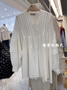 韩国直邮-AMOEBA晴掌柜韩代正品24春季设计感宽松系扣纯色衬衫