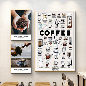 咖啡厅装饰画西餐厅咖啡豆风味轮文化墙面装饰创意海报奶茶店挂画