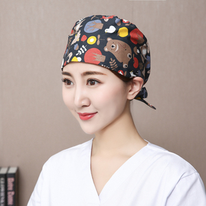 纯棉护士帽子印花时尚可爱麻醉科手术室手术帽化疗后女士帽包头巾