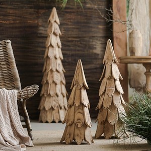 圣诞树装饰木片松树客厅大型实档创意简约件侘寂风民宿圣诞节造景