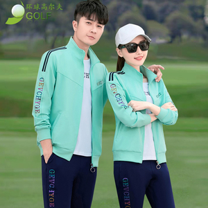 高尔夫球服女装套装春秋长袖长裤golf衣服装男装情侣款大码三件套