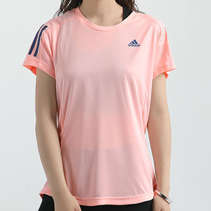 阿迪达斯短袖女官方旗舰夏季新款半袖粉色透气跑步体恤运动t恤女