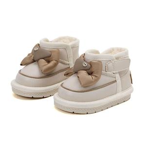 2022 New Winter Baby Snow Boots Leather Butterfly-knot Warm