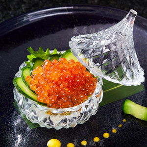 日本怀石料理会席玻璃餐具带盖鱼子酱碗珍味盅海胆松叶蟹盘位上碟