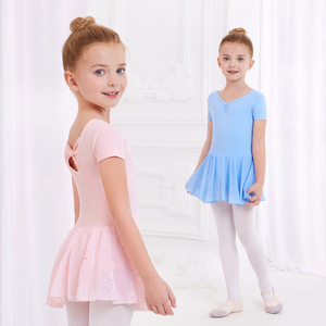 儿童舞蹈服女童练功服短袖幼儿少儿连体服装夏季跳舞考级芭蕾舞裙