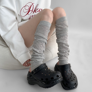 夜间教习室袜套夏季薄款踩脚过膝长筒灰色堆堆袜子女防滑小腿腿套
