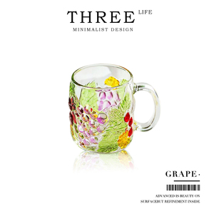 Tlife·Grape·杯具手工彩绘浮雕玻璃杯情侣家用咖啡杯轻奢 |葡萄
