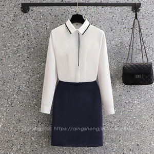 职业衬衫女2023秋新款长袖正装女士白衬衣韩版洋气修身工作服套装