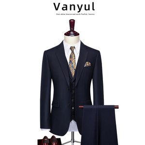 Vanyul新郎西服套装男三件套修身韩版结婚礼服商务休闲帅气西装男