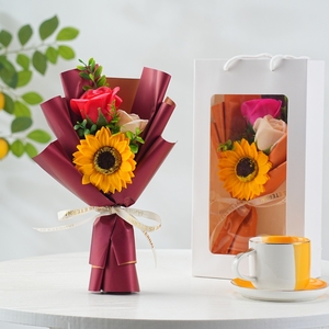 三朵向日葵花束母亲节情人节礼物香皂玫瑰花束送公司女员工小礼品