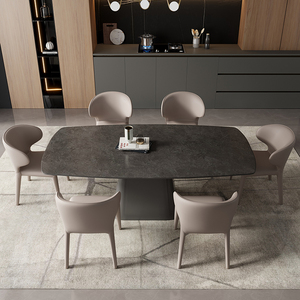 意式极简依诺哑光岩板餐桌椅组合家用轻奢现代简约小户型餐厅桌子