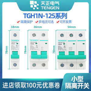天正电气TGH1N-125导轨式隔离开关断路器2P3P4P63a100a替换HL30