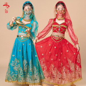 印度舞演出服儿童敦煌异域风情长袖幼儿天竺少女舞蹈服装茉莉公主