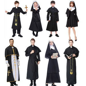 万圣节变装派对黑长袍神父装扮 西式婚礼主持牧师服 搞怪搞笑演出