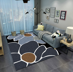 时尚简约现代客厅茶几黑白灰长方形家用地毯卧室床边进门毯可定做