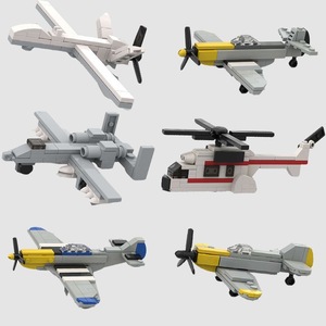 中国积木军事系列迷你二战战斗6岁飞机坦克MOC男孩益智8拼装玩具
