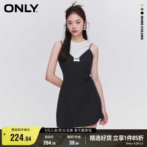 ONLY春夏时尚百搭撞色拼接短款吊带连衣裙女|123207036