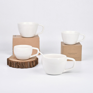 外贸出口德国品牌400ml加厚白瓷弧形拿铁咖啡杯陶瓷牛奶杯早餐杯