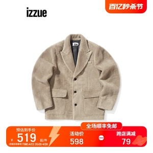 izzue女装翻领夹克冬季质感时髦毛绒西装外套7183W1H