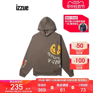 izzue男装连帽卫衣潮流个性图案表情印花3191W1H