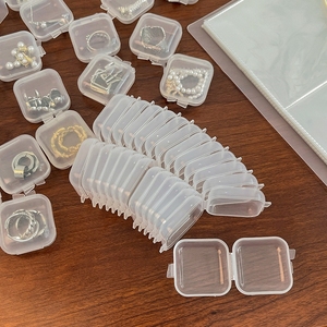 小盒子塑料透明迷你正方形带盖耳塞盒药丸零件饰品手机卡笔尖收纳
