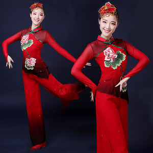 秧歌舞蹈服女套装2019新款中国风民族广场舞服装现代扇子舞演出服