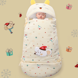 新生儿睡袋宝宝防惊跳睡袋秋冬外出初生婴儿加厚纯棉个月防踢被